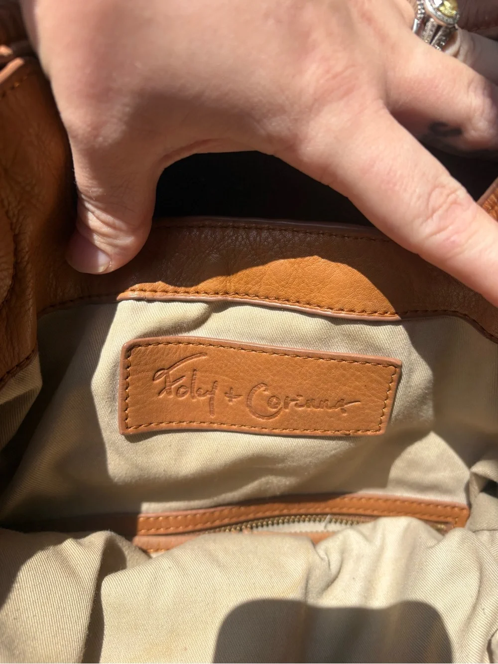 Foley + Corinna Leather Shoulder Bag in Cognac Tan